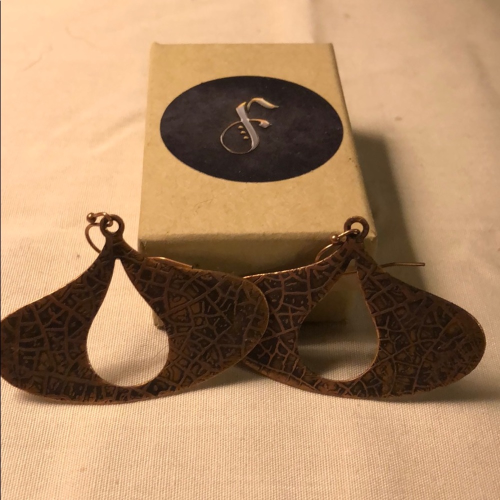 Forever tears copper etched earrings